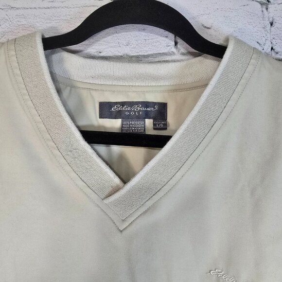 EDDIE BAUER GOLF WINDBREAKER PULLOVER LIGHT KHAKI MENS SIZE LARGE EUC - Picture 5 of 5